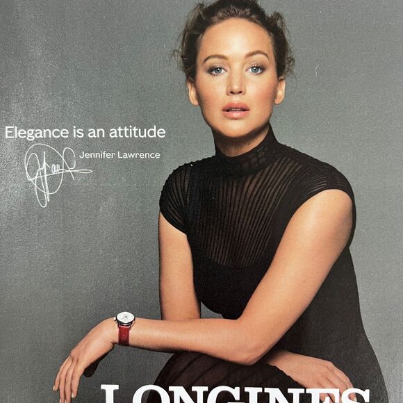 LONGINES Watches JENNIFER LAWRENCE 1-Page Magazine PRINT AD 2023 - Picture 2 of 3
